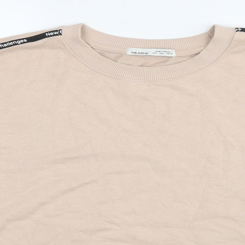 Pull&Bear Womens Beige Cotton Pullover Sweatshirt Size XL Pullover