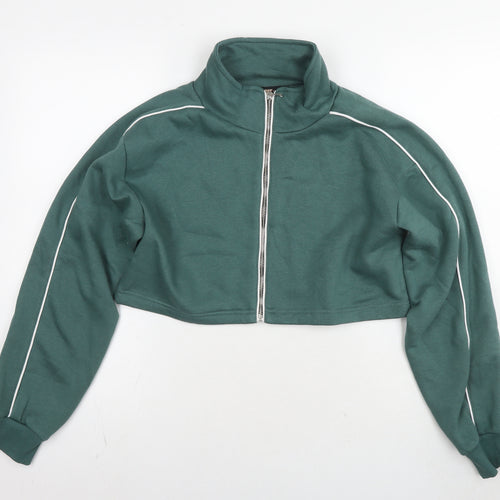 Blue Vanilla Womens Green Cotton Full Zip Hoodie Size M Zip - Cropped