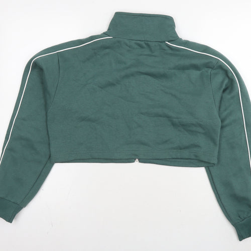 Blue Vanilla Womens Green Cotton Full Zip Hoodie Size M Zip - Cropped
