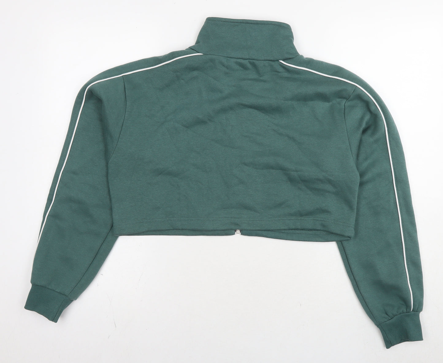 Blue Vanilla Womens Green Cotton Full Zip Hoodie Size M Zip - Cropped