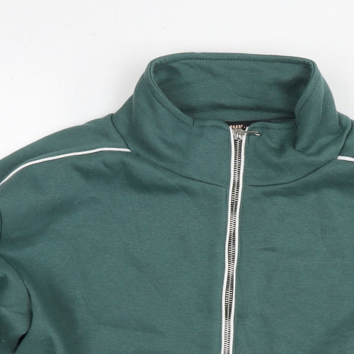 Blue Vanilla Womens Green Cotton Full Zip Hoodie Size M Zip - Cropped