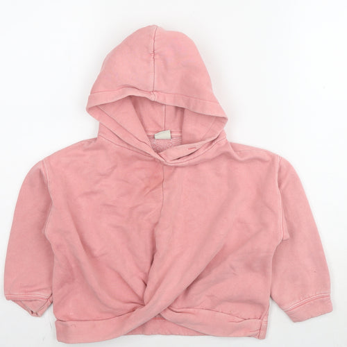 Zara Girls Pink Cotton Pullover Hoodie Size 6 Years Pullover