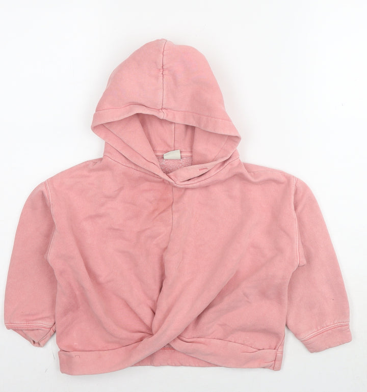 Zara Girls Pink Cotton Pullover Hoodie Size 6 Years Pullover