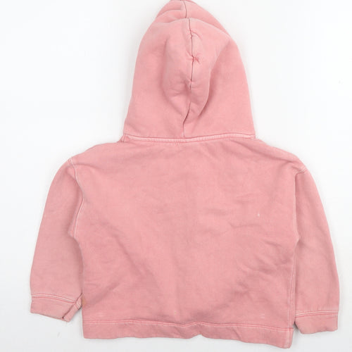 Zara Girls Pink Cotton Pullover Hoodie Size 6 Years Pullover