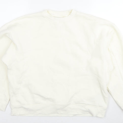Topshop Womens White Cotton Pullover Sweatshirt Size XS Pullover