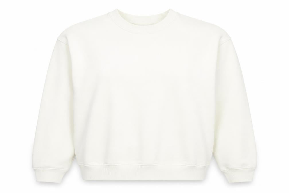 Front view of Topshop women’s white cotton pullover sweatshirt, size XS, pullover