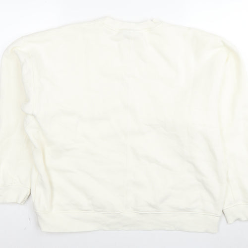 Topshop Womens White Cotton Pullover Sweatshirt Size XS Pullover