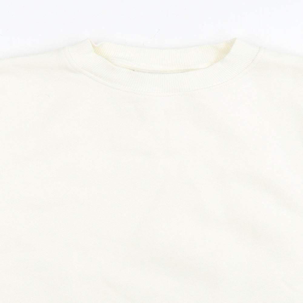 Topshop Womens White Cotton Pullover Sweatshirt Size XS Pullover