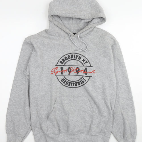 Boohoo Mens Grey Polyester Pullover Hoodie Size S - Brooklyn New York 1994