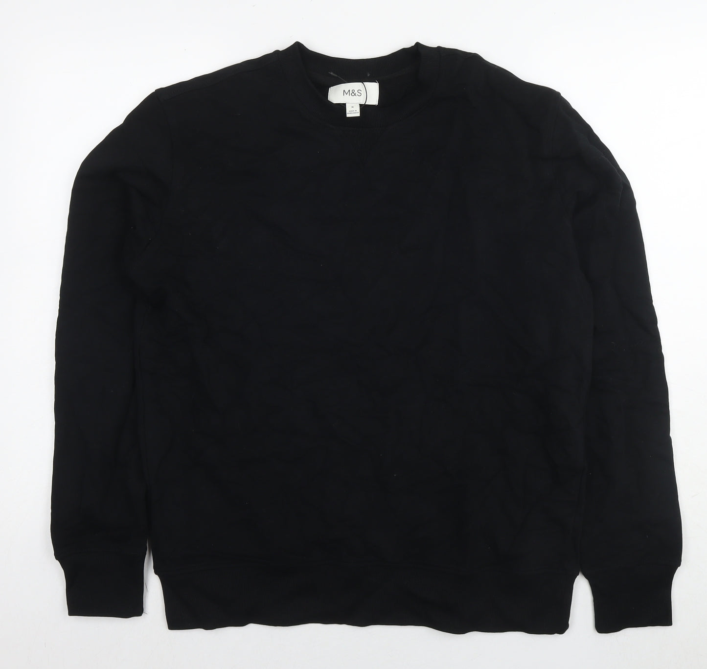 Marks and Spencer Womens Black Cotton Pullover Sweatshirt Size M Pullover