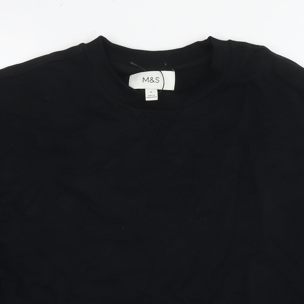 Marks and Spencer Womens Black Cotton Pullover Sweatshirt Size M Pullover