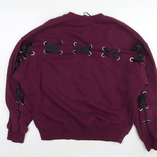 Divided by H&M Womens Purple Cotton Pullover Sweatshirt Size S Pullover - Not Average Tie detail