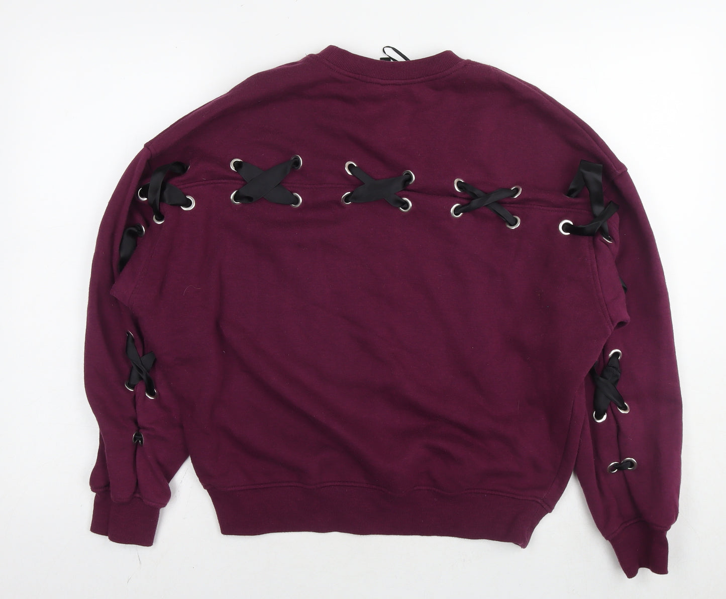 Divided by H&M Womens Purple Cotton Pullover Sweatshirt Size S Pullover - Not Average Tie detail