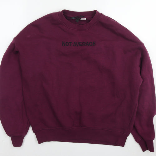 Divided by H&M Womens Purple Cotton Pullover Sweatshirt Size S Pullover - Not Average Tie detail