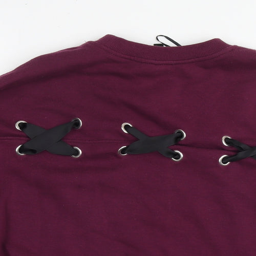 Divided by H&M Womens Purple Cotton Pullover Sweatshirt Size S Pullover - Not Average Tie detail