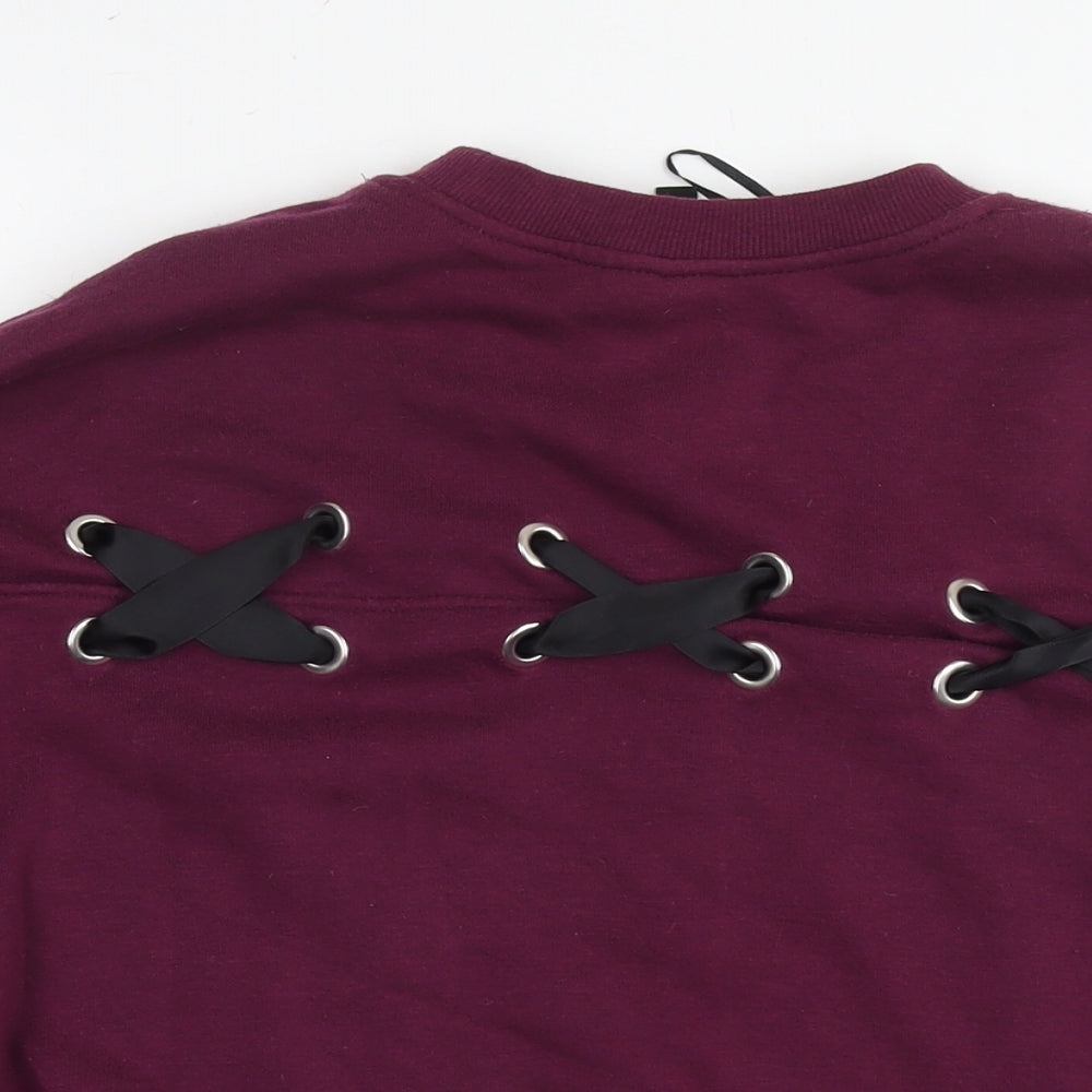 Divided by H&M Womens Purple Cotton Pullover Sweatshirt Size S Pullover - Not Average Tie detail