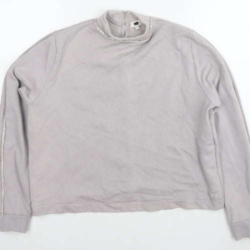 River Island Womens Grey Polyester Pullover Sweatshirt Size M Pullover - Jeweled Detail