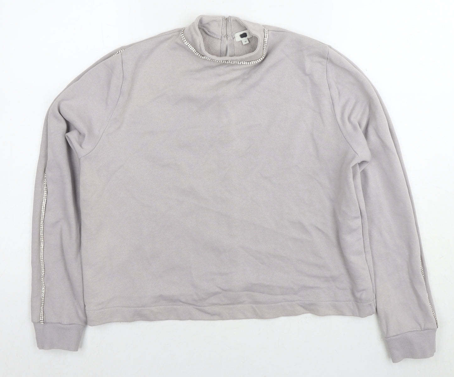 River Island Womens Grey Polyester Pullover Sweatshirt Size M Pullover - Jeweled Detail