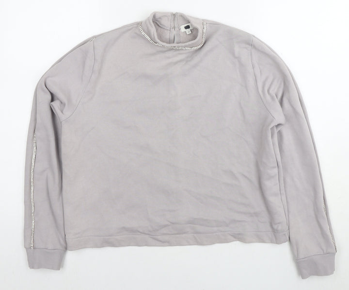 River Island Womens Grey Polyester Pullover Sweatshirt Size M Pullover - Jeweled Detail