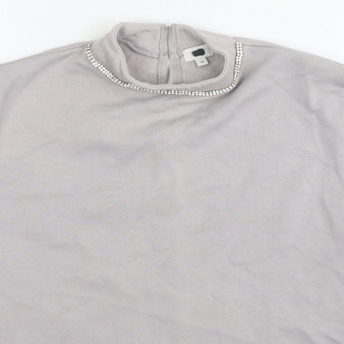 River Island Womens Grey Polyester Pullover Sweatshirt Size M Pullover - Jeweled Detail