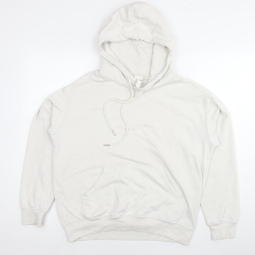 H&M Womens White Cotton Pullover Hoodie Size S Pullover