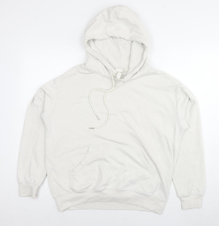 H&M Womens White Cotton Pullover Hoodie Size S Pullover