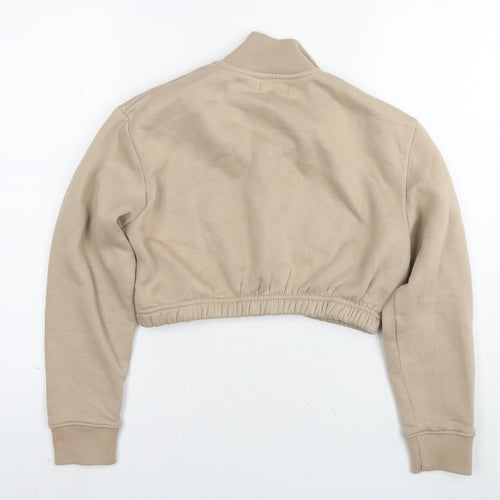 Boohoo Womens Brown Cotton Pullover Sweatshirt Size 8 Pullover - MMVI Cropped