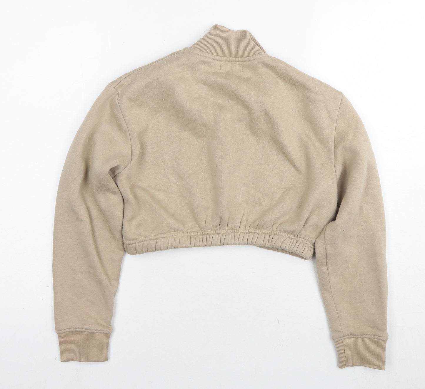 Boohoo Womens Brown Cotton Pullover Sweatshirt Size 8 Pullover - MMVI Cropped