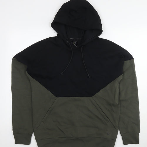 GOODMOVE Mens Green Cotton Pullover Hoodie Size S
