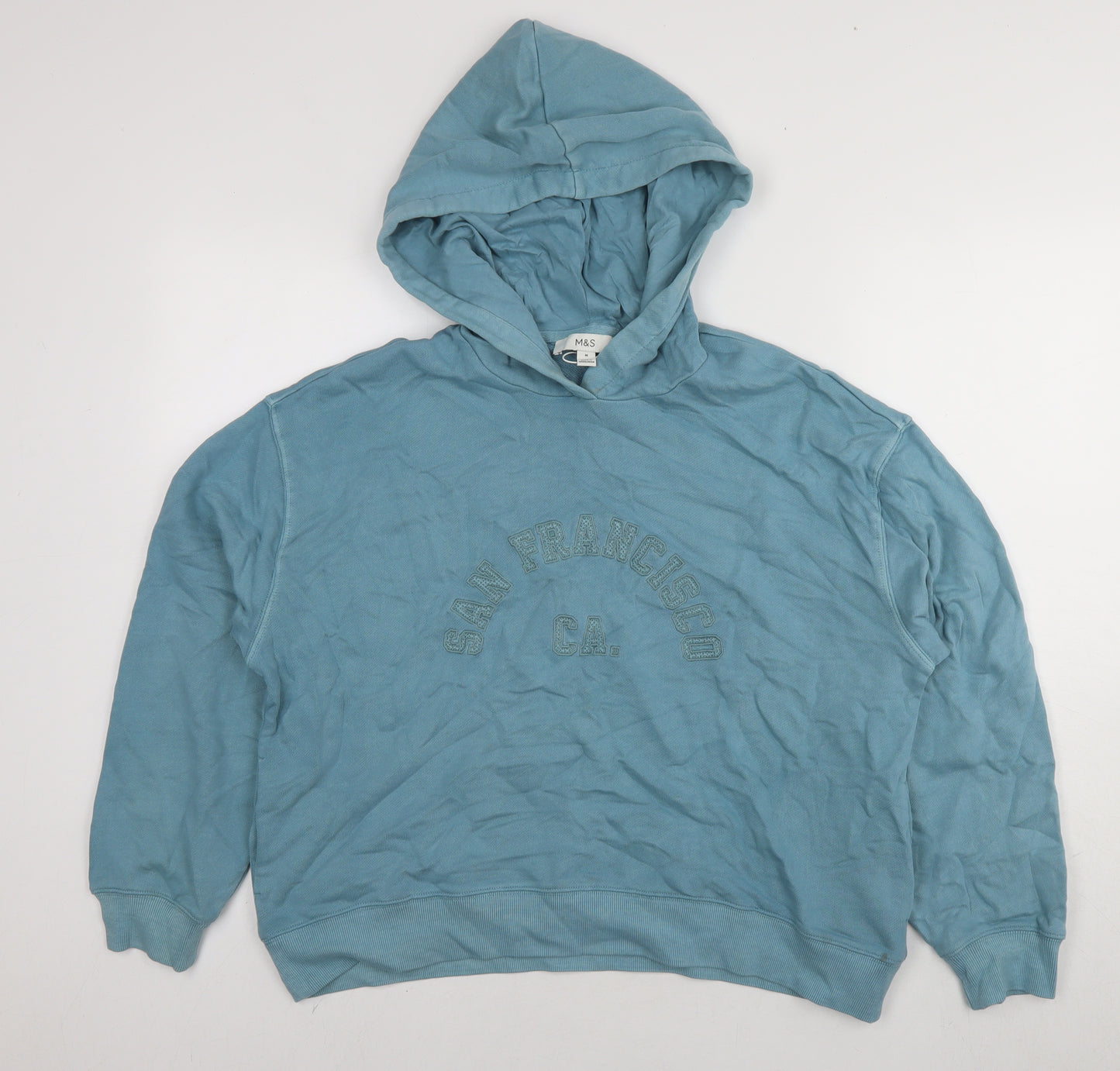Marks and Spencer Mens Blue Polyester Pullover Hoodie Size M