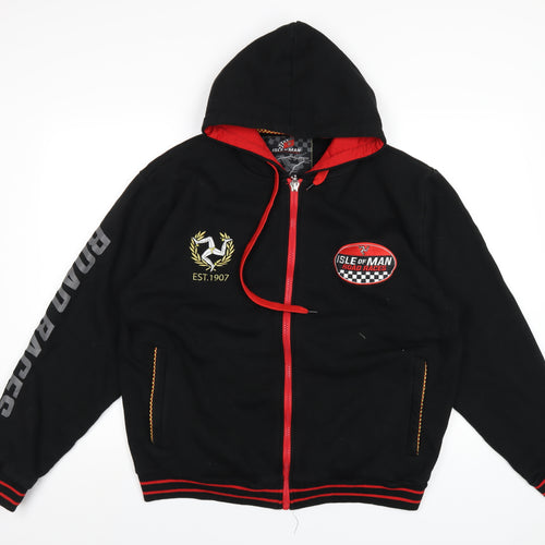 Isle of Man Road Races Mens Black Cotton Full Zip Hoodie Size XL