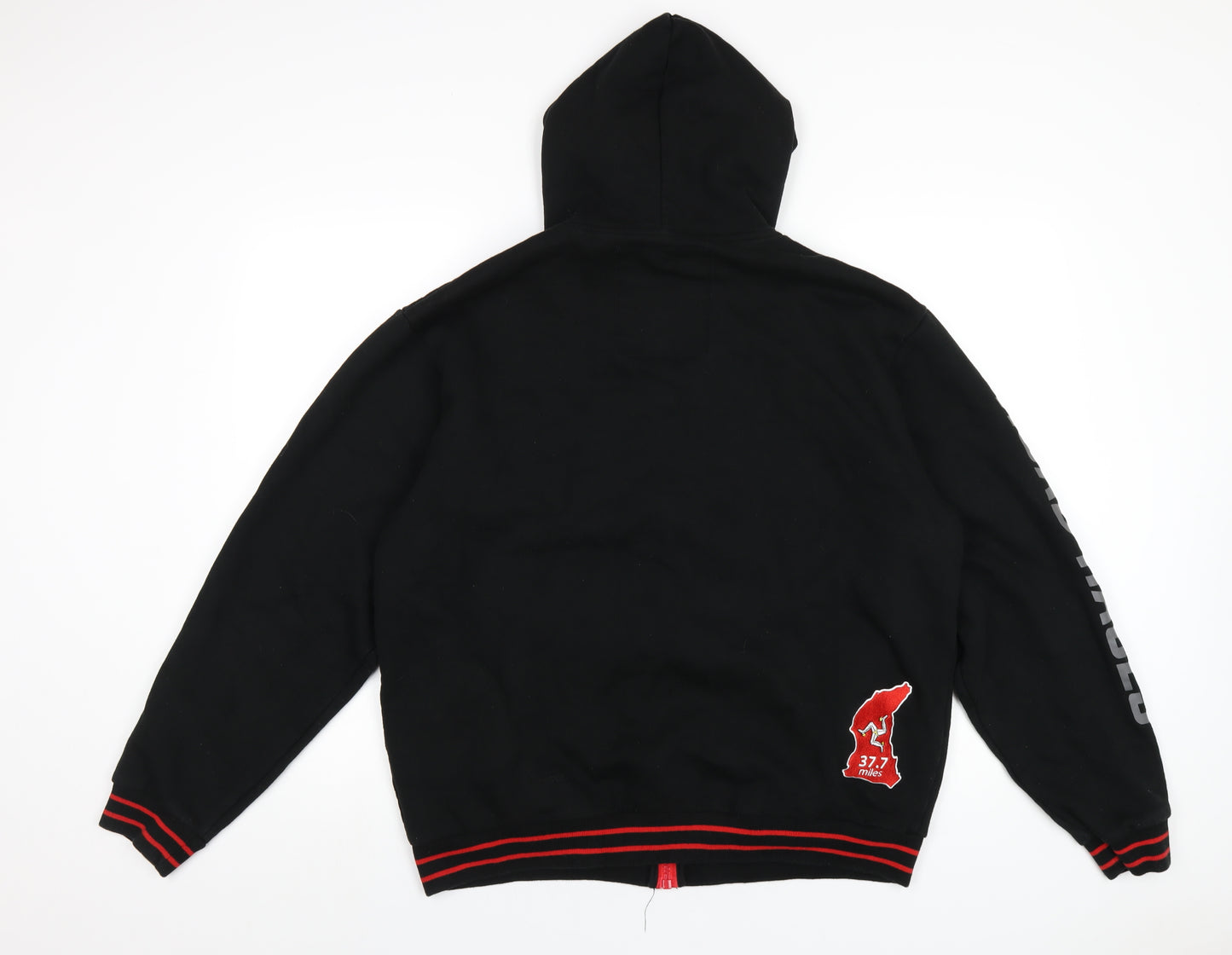 Isle of Man Road Races Mens Black Cotton Full Zip Hoodie Size XL