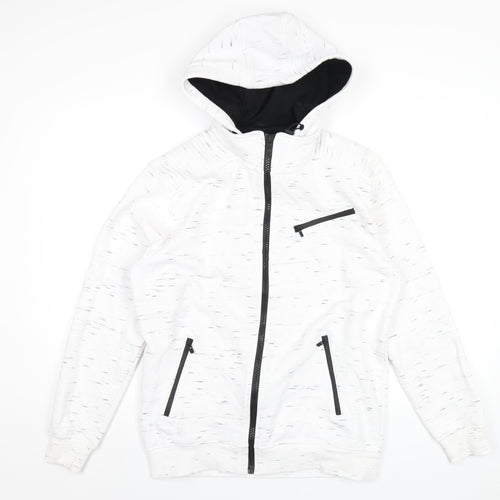 Connor Mens White Cotton Full Zip Hoodie Size M