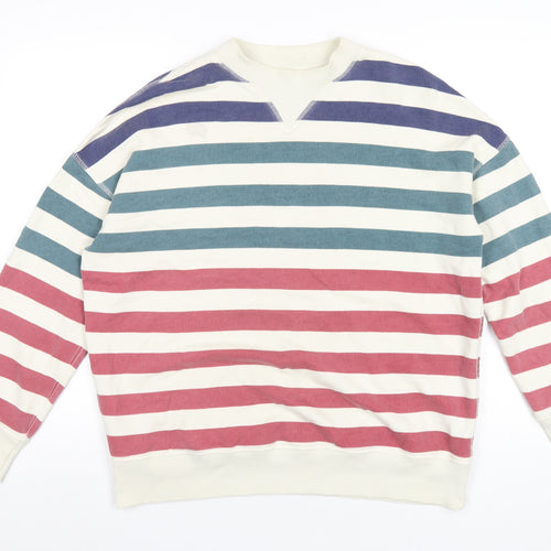 LEON & HARPER Womens Multicoloured Striped Cotton Pullover Sweatshirt Size XS Pullover