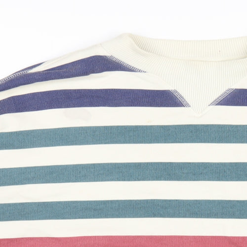 LEON & HARPER Womens Multicoloured Striped Cotton Pullover Sweatshirt Size XS Pullover