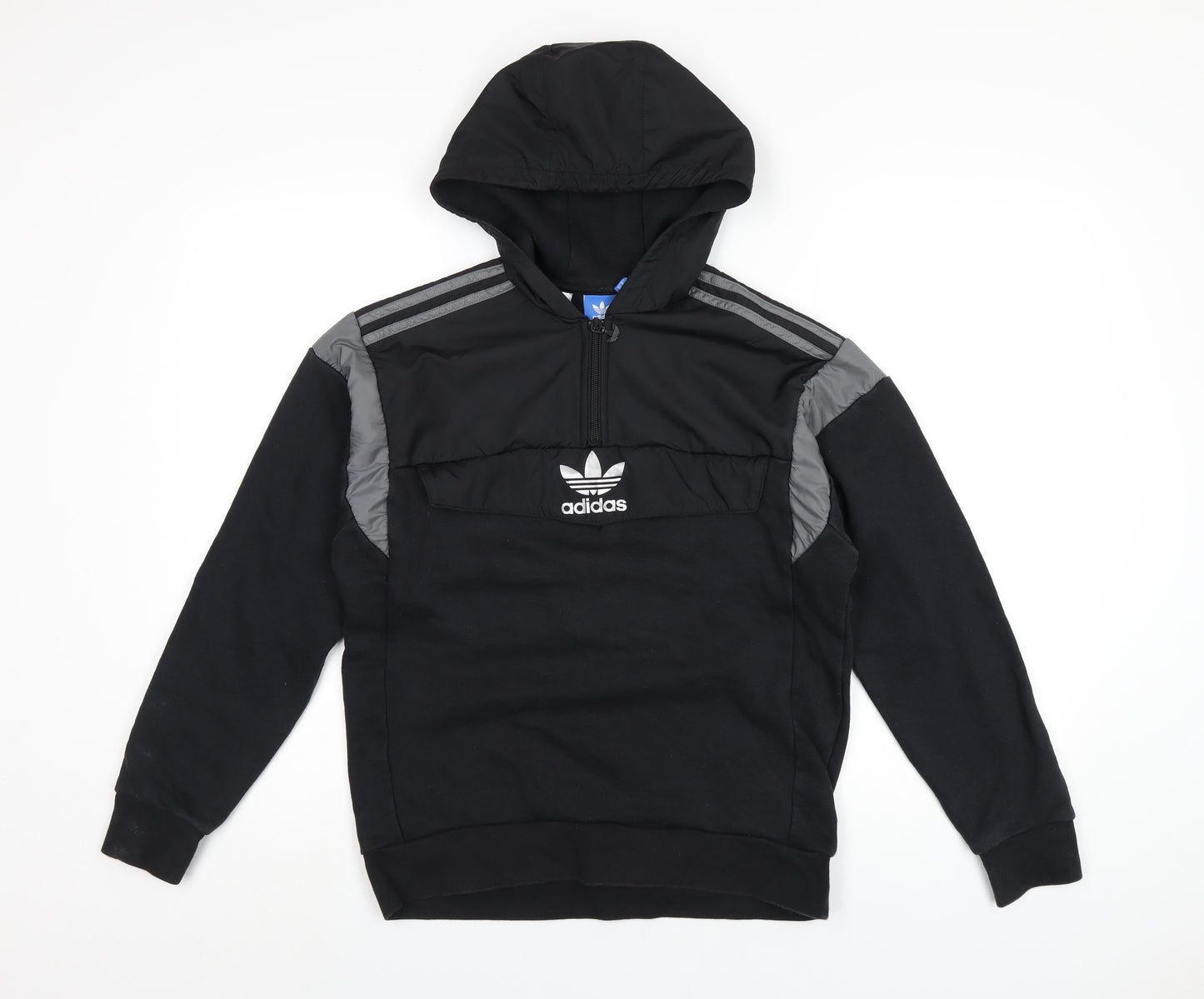 adidas Boys Black Cotton Pullover Hoodie Size 13-14 Years Pullover