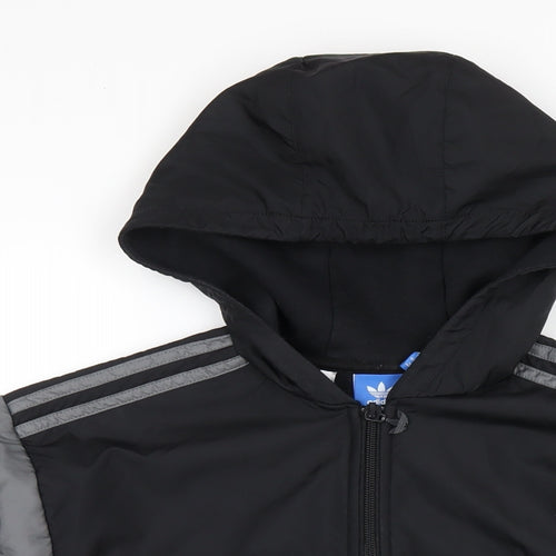 adidas Boys Black Cotton Pullover Hoodie Size 13-14 Years Pullover