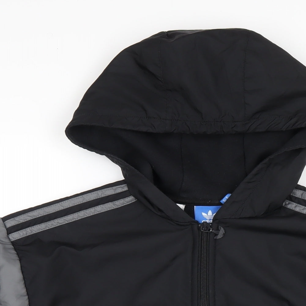 adidas Boys Black Cotton Pullover Hoodie Size 13-14 Years Pullover