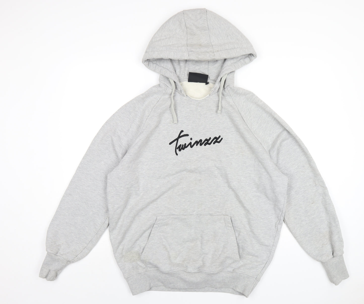 Twinzz Mens Grey Cotton Pullover Hoodie Size L