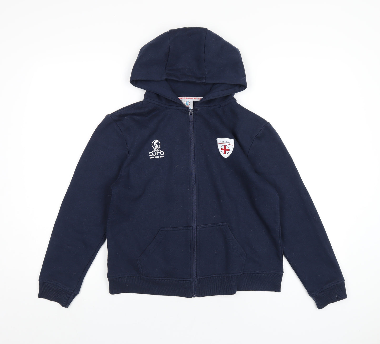 England Girls Blue Cotton Full Zip Hoodie Size 13 Years Zip - Women's Euros 2022