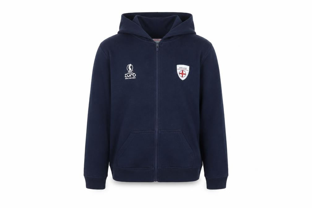 England Girls Blue Cotton Full Zip Hoodie Size 13 Years Zip - Women's Euros 2022