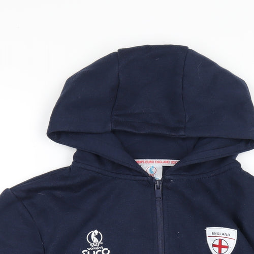 England Girls Blue Cotton Full Zip Hoodie Size 13 Years Zip - Women's Euros 2022