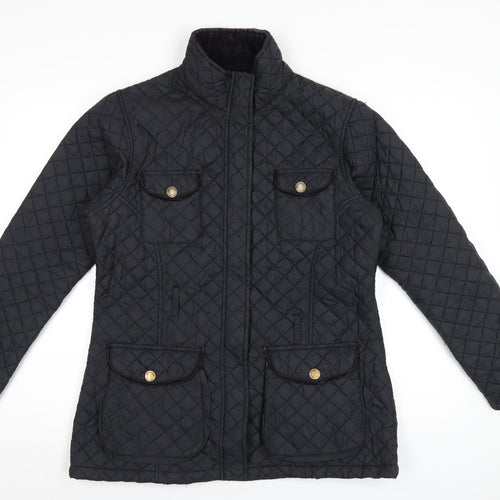 Sherwood Womens Black Quilted Coat Size 14 Zip