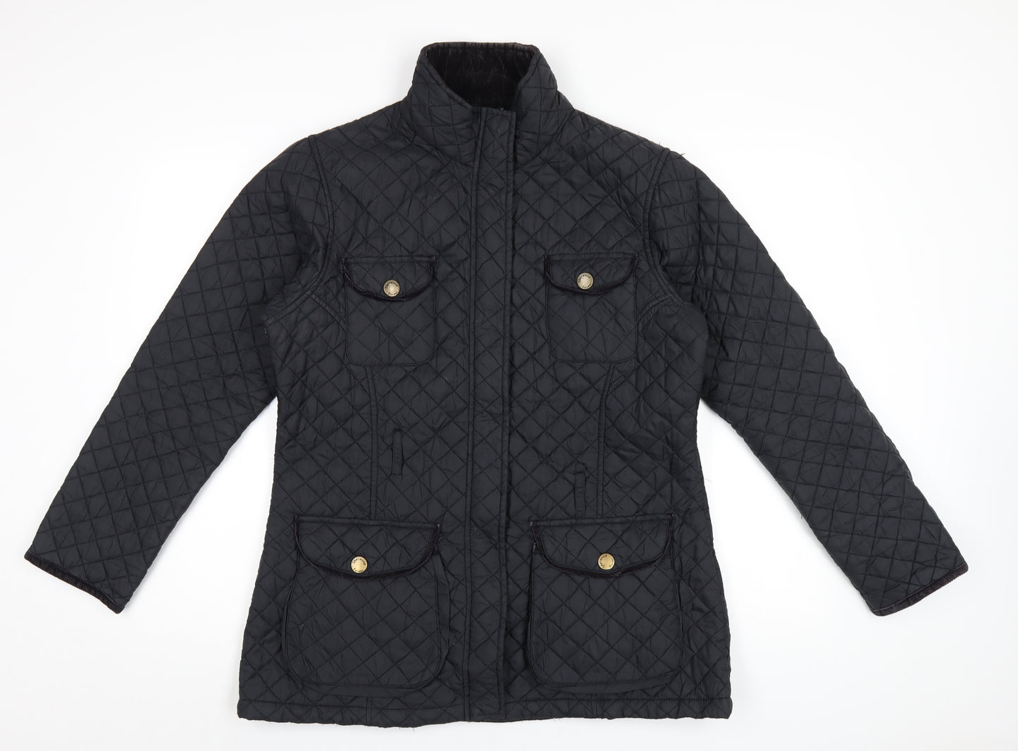 Sherwood Womens Black Quilted Coat Size 14 Zip