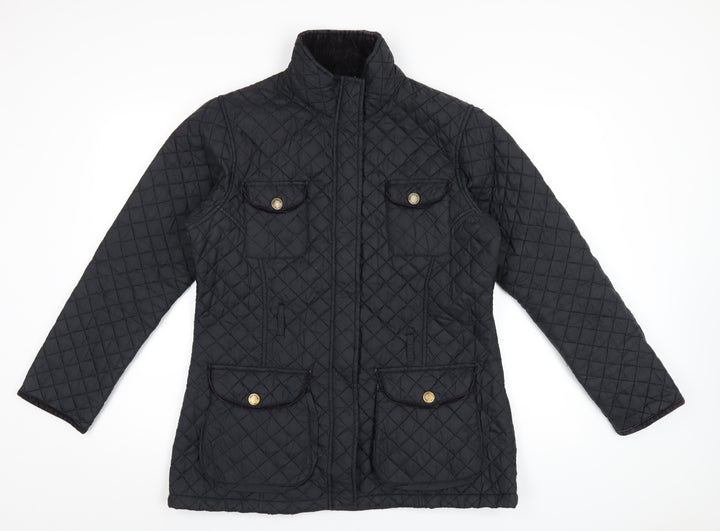 Sherwood Womens Black Quilted Coat Size 14 Zip