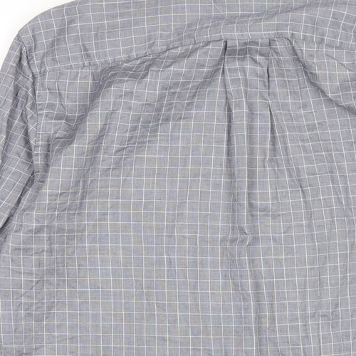 Tommy Hilfiger Mens Grey Check Cotton Dress Shirt Size M Collared Button