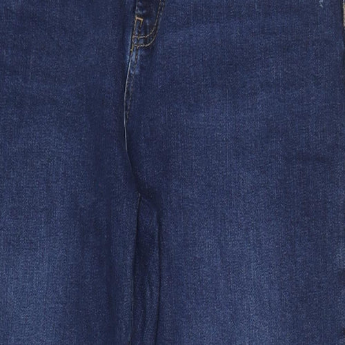 Marks and Spencer Womens Blue Cotton Boyfriend Jeans Size 16 L33 in Regular Zip