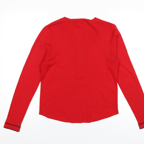 J&W Womens Red V-Neck Cashmere Pullover Jumper Size S