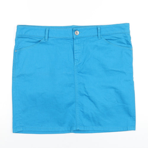 Mexx Womens Blue Cotton A-Line Skirt Size 41 in Zip