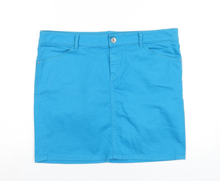 Mexx Womens Blue Cotton A-Line Skirt Size 41 in Zip